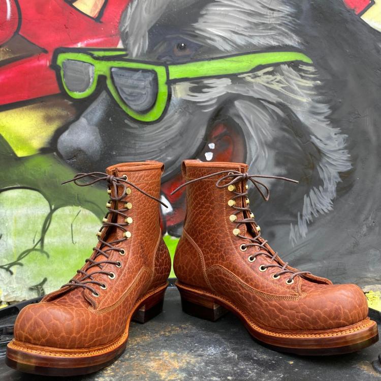 Prof. Barnets Bulky Lace to Toe Boots ( Law Tanning Shrunken Bison Peanut )